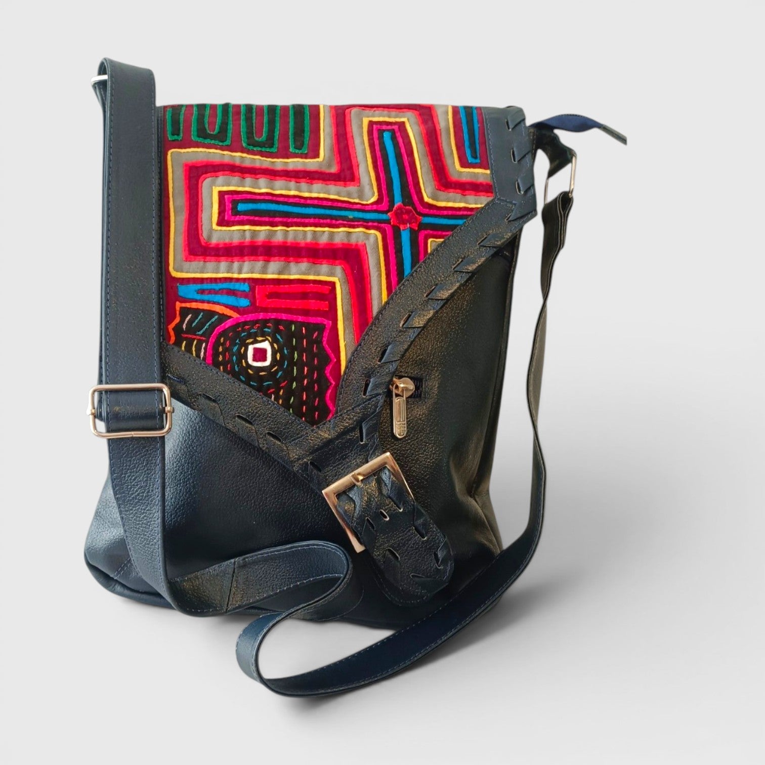 BOLSO MOLA CUERO AZUL